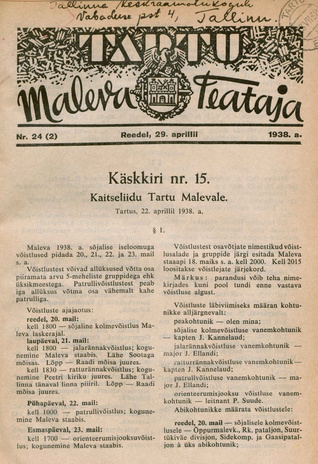 Tartu Maleva Teataja ; 24 (2) 1938-04-29
