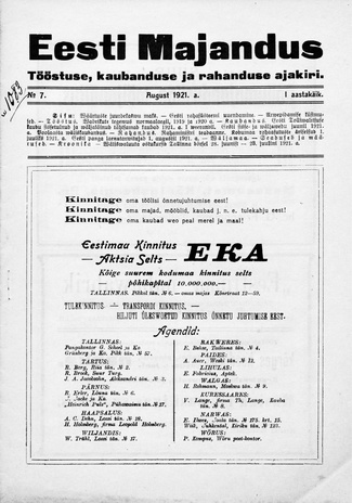 Eesti Majandus ; 7 1921-08