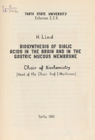 Biosynthesis of sialic acids in the brain and the gastric mucous membrane