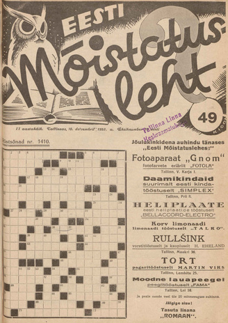 Eesti Mõistatusleht ; 49 1935-12-10