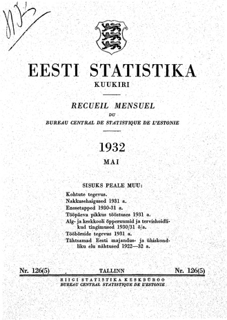 Eesti Statistika : kuukiri ; 126 (5) 1932-05