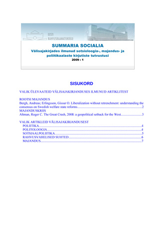 Summaria Socialia ; 1 2009