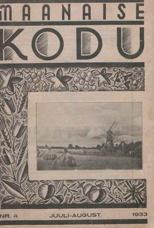Maanaise Kodu : rahvalik kodumajanduse ajakiri ; 4 1933-07/08