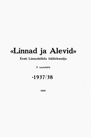 Linnad ja Alevid ; sisukord 1937/38