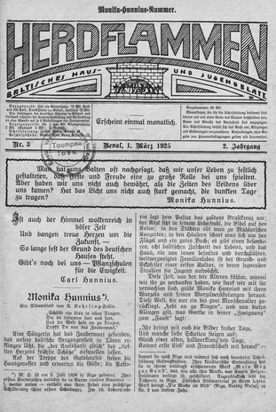 Herdflammen : Baltisches Haus- und Jugendblatt ; 3 1925-03-01