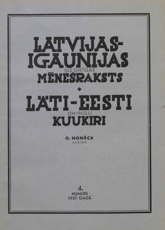 Läti-Eesti Ühingu kuukiri = Latvijas-Igaunijas Biedribas meneðraksts ; 4 1937-11