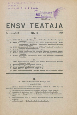 Eesti NSV Teataja ; 4 1940-09-06