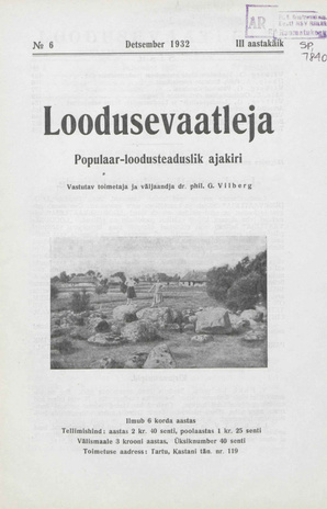 Loodusevaatleja : populaar-loodusteaduslik ajakiri ; 6 1932-12