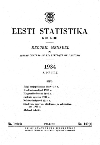 Eesti Statistika : kuukiri ; 149 (4) 1934-04