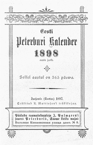 Eesti Peterburi Kalender 1898 aasta peale