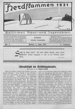 Herdflammen : Baltisches Haus- und Jugendblatt ; 5 1931-06-05