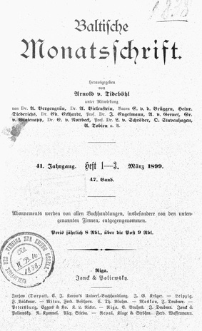 Baltische Monatsschrift ; 1-3 1899-03