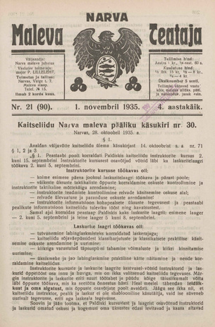 Narva Maleva Teataja ; 21 (90) 1935-11-01