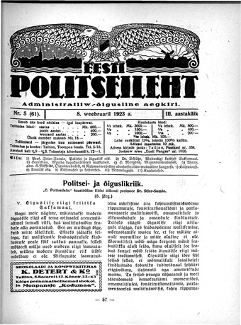 Eesti Politseileht ; 5 1923