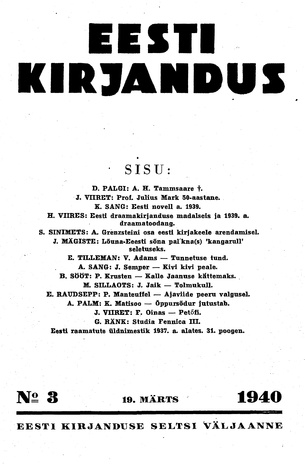 Eesti Kirjandus ; 3 1940