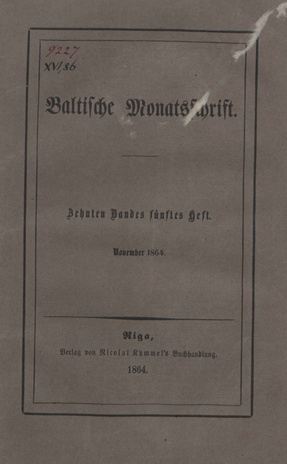 Baltische Monatsschrift ; 5 1864-11