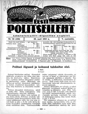 Eesti Politseileht ; 22 1925
