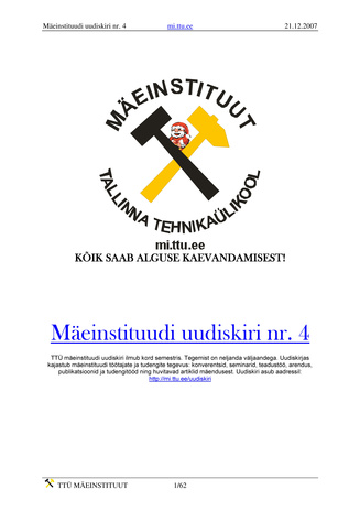 Mäeinstituudi Uudiskiri ; 4 2007-12-21