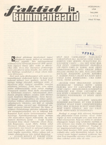 Faktid ja kommentaarid : [allikmaterjale Eesti kodanliku valitsuse poliitikast 1919. a. sõjasündmustes