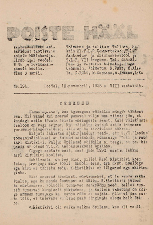 Poiste Hääl ; 134 1938-11-18