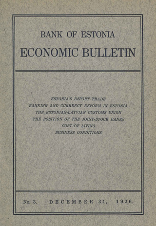 Economic bulletin : Bank of Estonia ; 3 1926-12-31