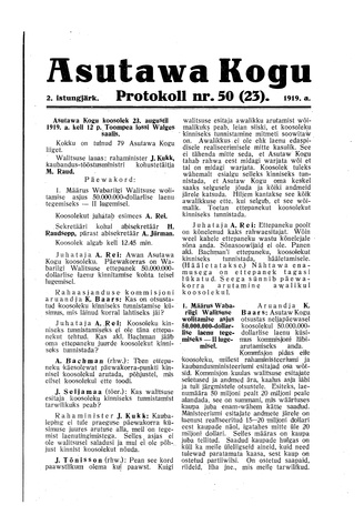 Asutawa Kogu protokoll nr.50 (23) (23. august 1919)