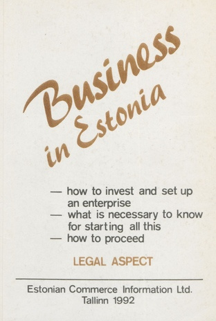 Business in Estonia : legal aspect 