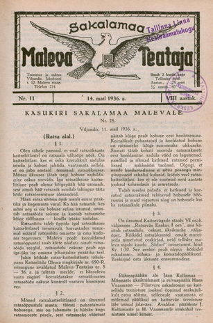 Sakalamaa Maleva Teataja ; 11 1936-05-14
