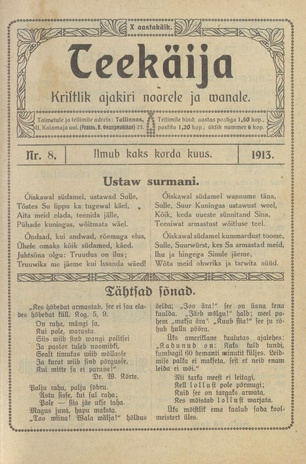 Teekäija : Eesti Baptisti Koguduse Ühenduse häälekandja ; 8 1913