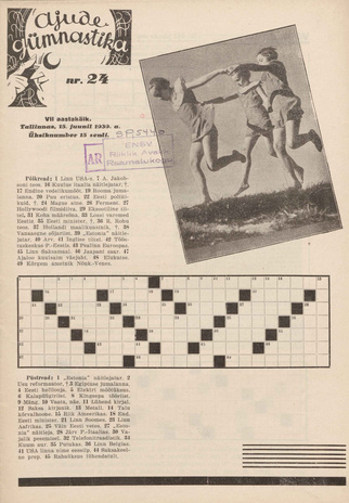 Ajude Gümnastika : ristsõnamõistatuste ajakiri ; 24 1939-06-15