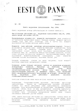 Eesti Pank : teabeleht ; 39 1994-07