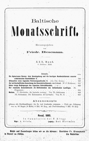 Baltische Monatsschrift ; 9 1883