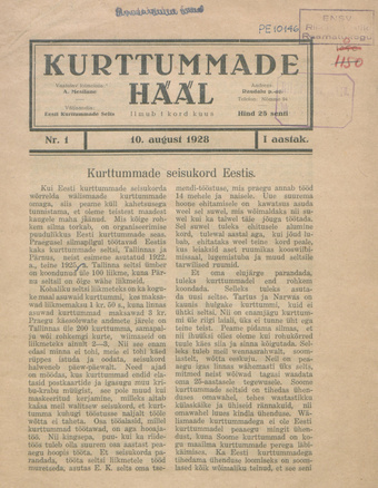 Kurttummade Hääl ; 1 1928-08-10