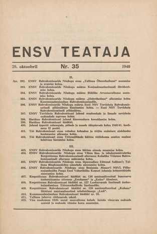 Eesti NSV Teataja ; 35 1940-10-29