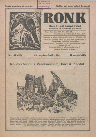 Ronk : perekonna ja noorsoo ajakiri ; 37 (52) 1924-09-13
