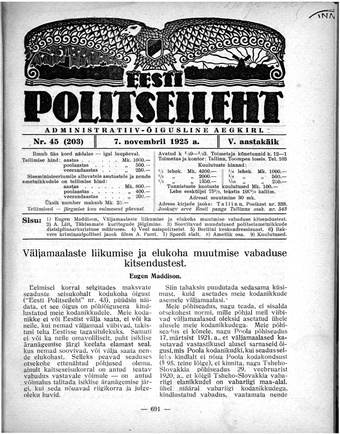 Eesti Politseileht ; 45 1925