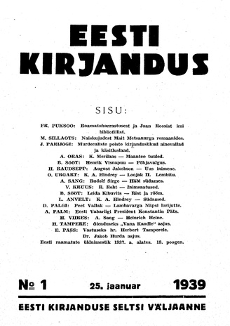 Eesti Kirjandus ; 1 1939