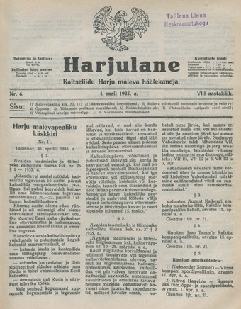 Harjulane : Kaitseliidu Harju Maleva häälekandja ; 6 1935-05-04