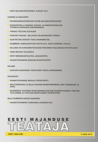 Eesti Majanduse Teataja : majandusajakiri aastast 1991 ; 9 (256) 2012