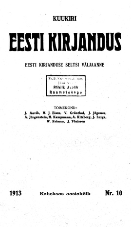 Eesti Kirjandus ; 10 1913
