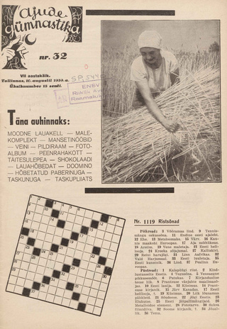 Ajude Gümnastika : ristsõnamõistatuste ajakiri ; 32 1939-08-10