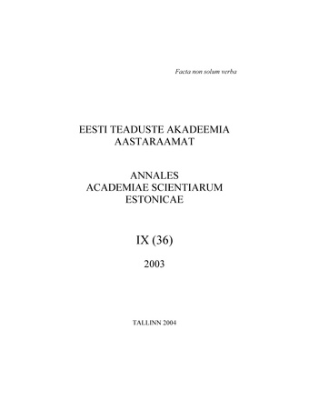 Eesti Teaduste Akadeemia aastaraamat ; 9 (36) 2003