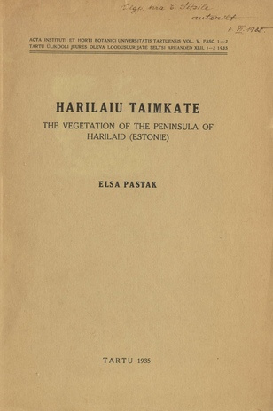 Harilaiu taimkate = The vegetation of the peninsula of Harilaid (Estonie)