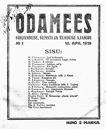 Odamees ; 1 1919-04-15