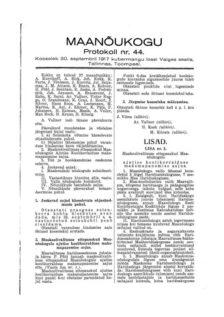 Maanõukogu protokoll nr.44 (30. september 1917)