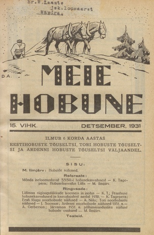 Meie Hobune ; 15 1931-12