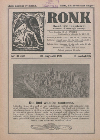 Ronk : perekonna ja noorsoo ajakiri ; 35 (50) 1924-08-30