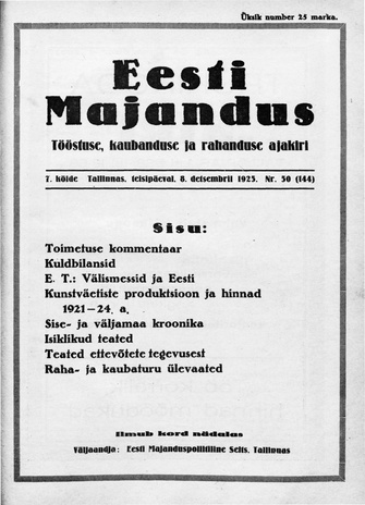 Eesti Majandus ; 50 (144) 1925-12-08