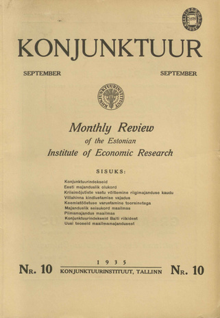 Konjunktuur : monthly review of the Estonian Institute of Economic Research ; 10 1935-09-25