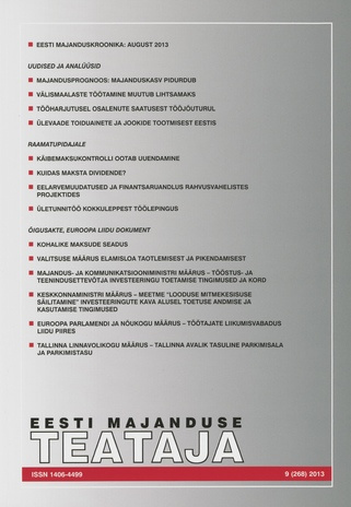Eesti Majanduse Teataja : majandusajakiri aastast 1991 ; 9 (268) 2013
